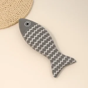 Іграшка для котів лляна рибка – сіро-чорна