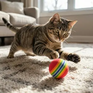 Кольоровий м’ячик-іграшка для котів